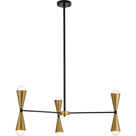 Cade 34 Inch Pendant In Black And Brass